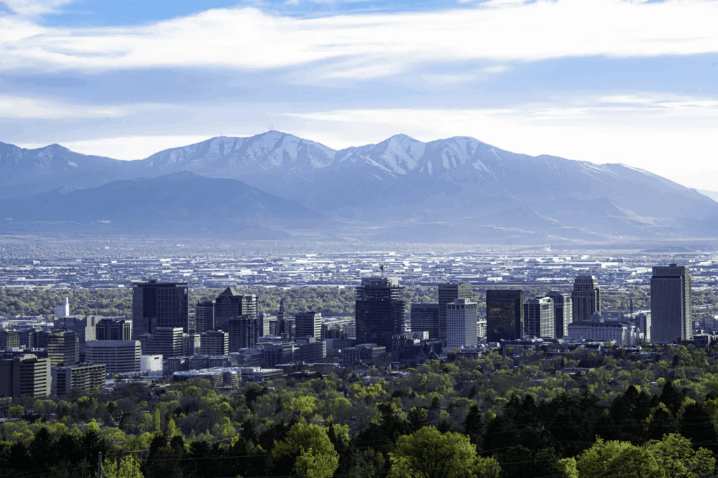 Urban Oases 2026: Explore the World’s Top Green Cities & Parks 6 Salt Lake City with mountains in the background.