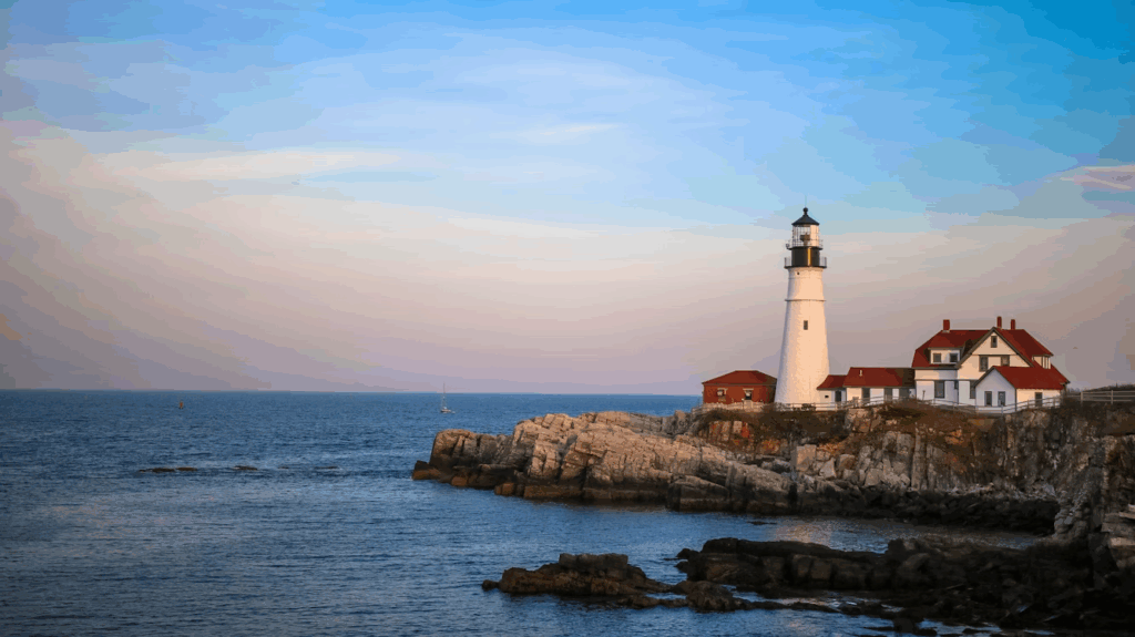 12 Stunning Photogenic Fishing Villages on the US East Coast 7 White lighthouse near body of water, Portland Head Lighthouse, Cape Elizabeth, United States