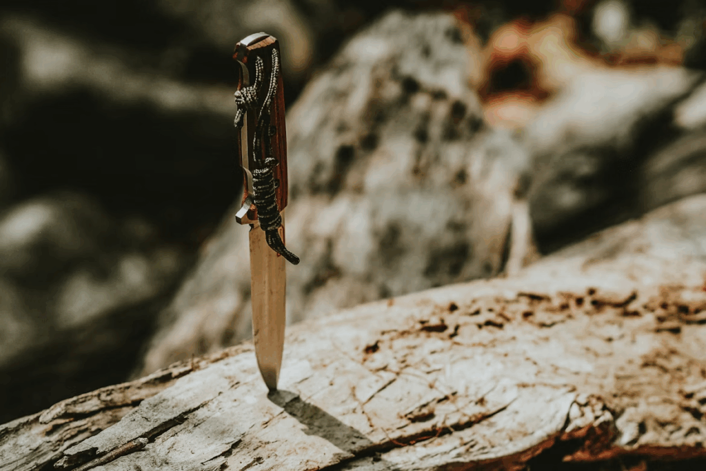 Knife on a peace of wood
