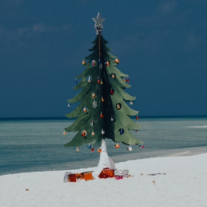 a-christmas-tree-on-the-beach-with-a-star-on-top