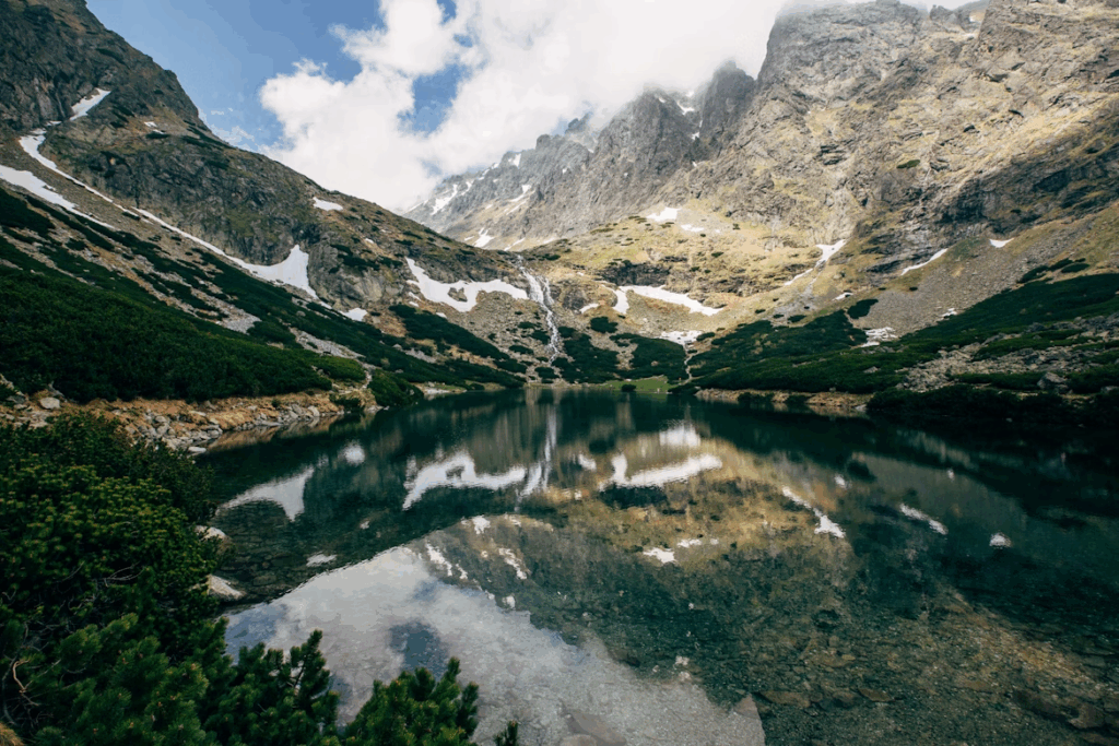 Scenic mountain lake in the High Tatras, Slovakia

